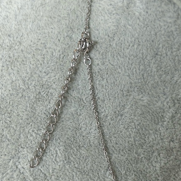 Silver Layered Pear Halos Bridal CZ Necklace - Picture 7 of 9